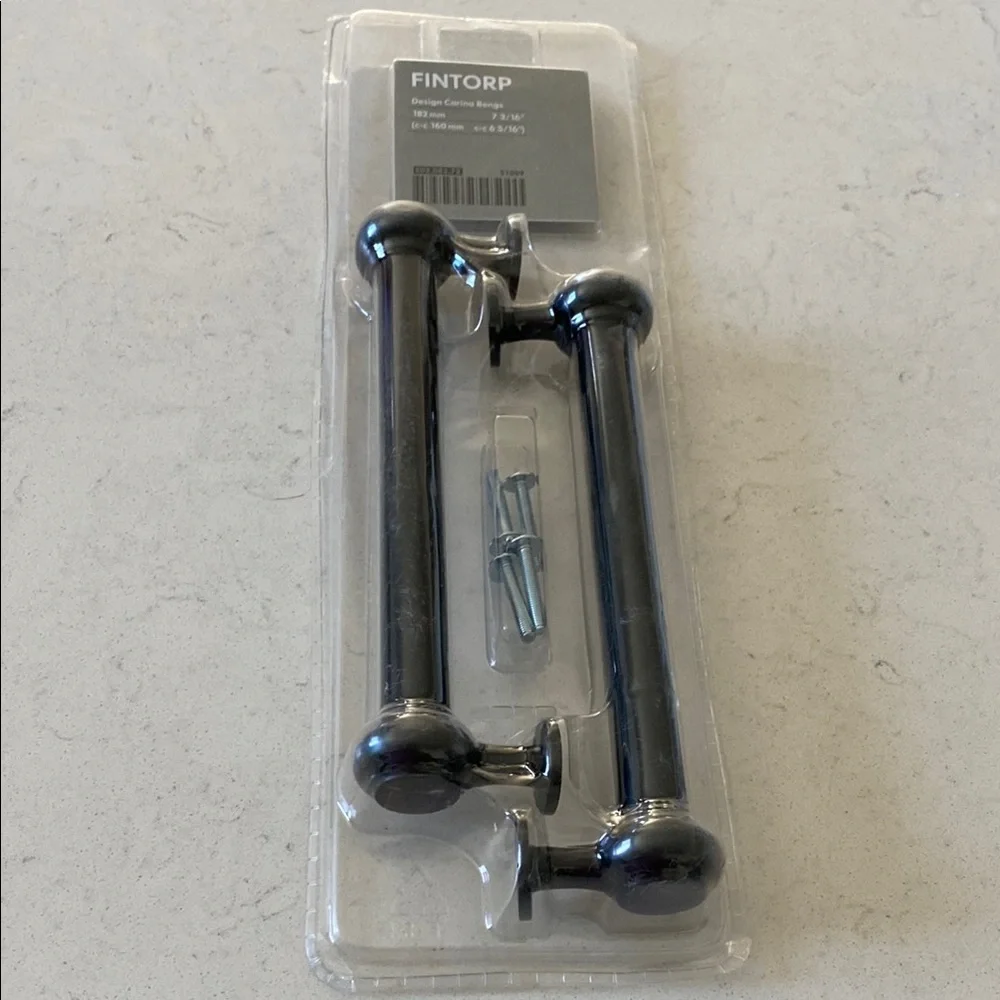 IKEA Fintorp Black Cabinet Handles 6 5/16 inch 160mm 2‎ Pack 502.082.72